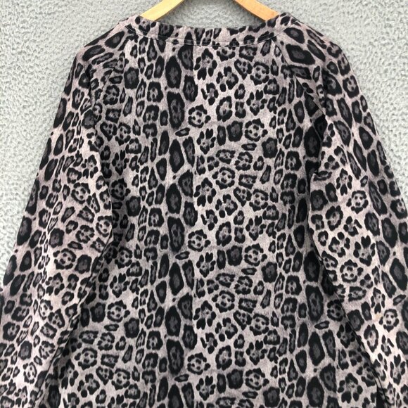 Loveriche Dress Womens Large Gray Leopard Shift Mini Fleece Zipper Long Sleeve - Picture 4 of 10